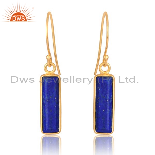 Sterling Silver White Drops With Lapis Flat Cut