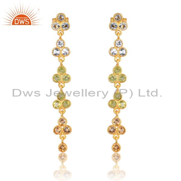 Sterling Silver Drops Gold 18K With Topaz And Peridot
