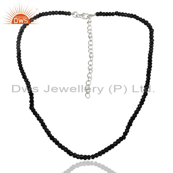 Black spinal gemstone sterling silver women necklace jewelry supplier