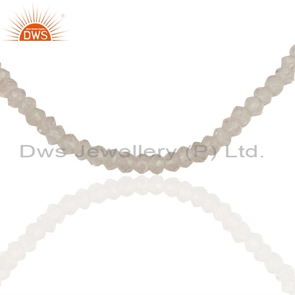 Rose quartz gemstone beads 925 silver chain necklace jewelry supplier