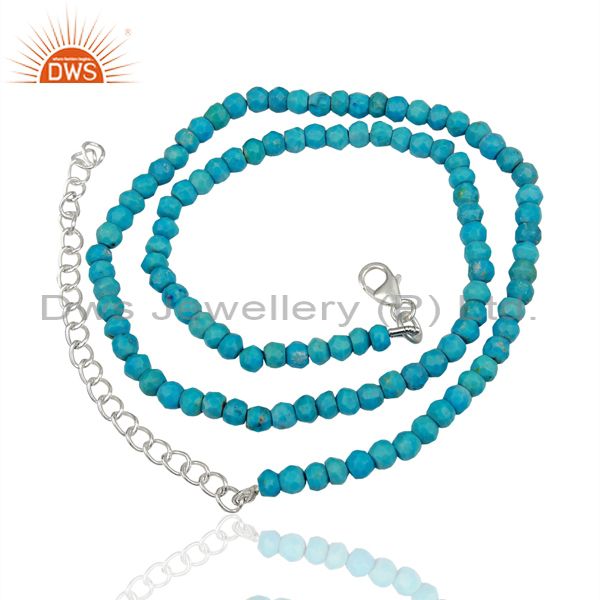Natural turquoise gemstone sterling silver fashion necklace jewelry