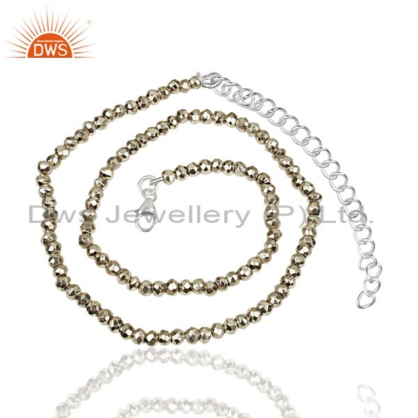 Silver pyrite gemstone 925 silver fashion necklace supplier jewelry