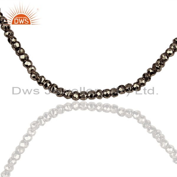 Metal pyrite gemstone beads silver fine chain necklace jewelry