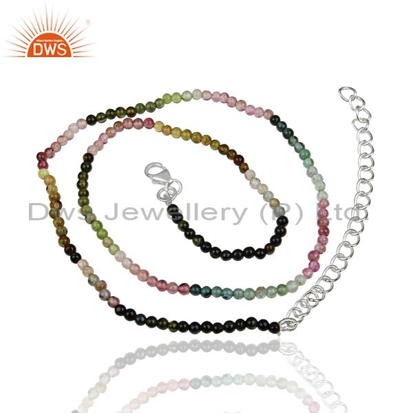 Multi tourmaline supplier sterling fine silver girls chain necklaces