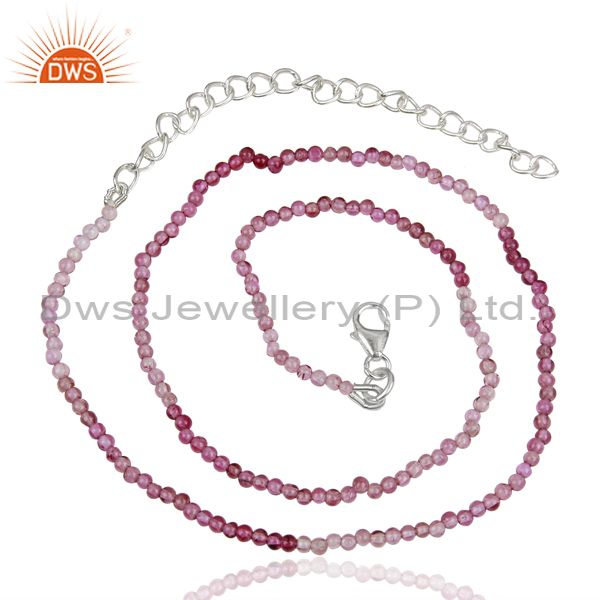 Pink tourmaline gemstone sterling silver necklace supplier jewelry