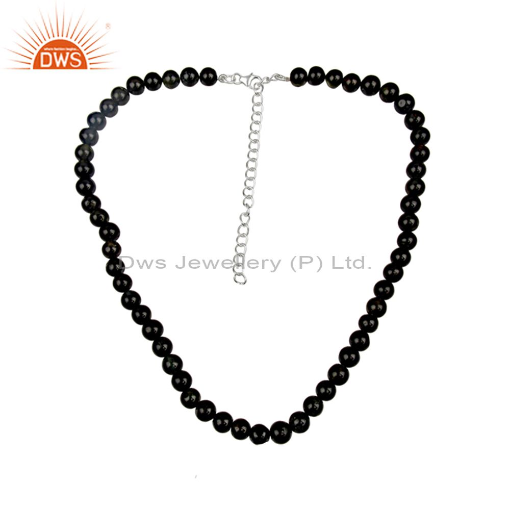 925 fine silver wholesale black tourmaline gemstone necklace jewelry