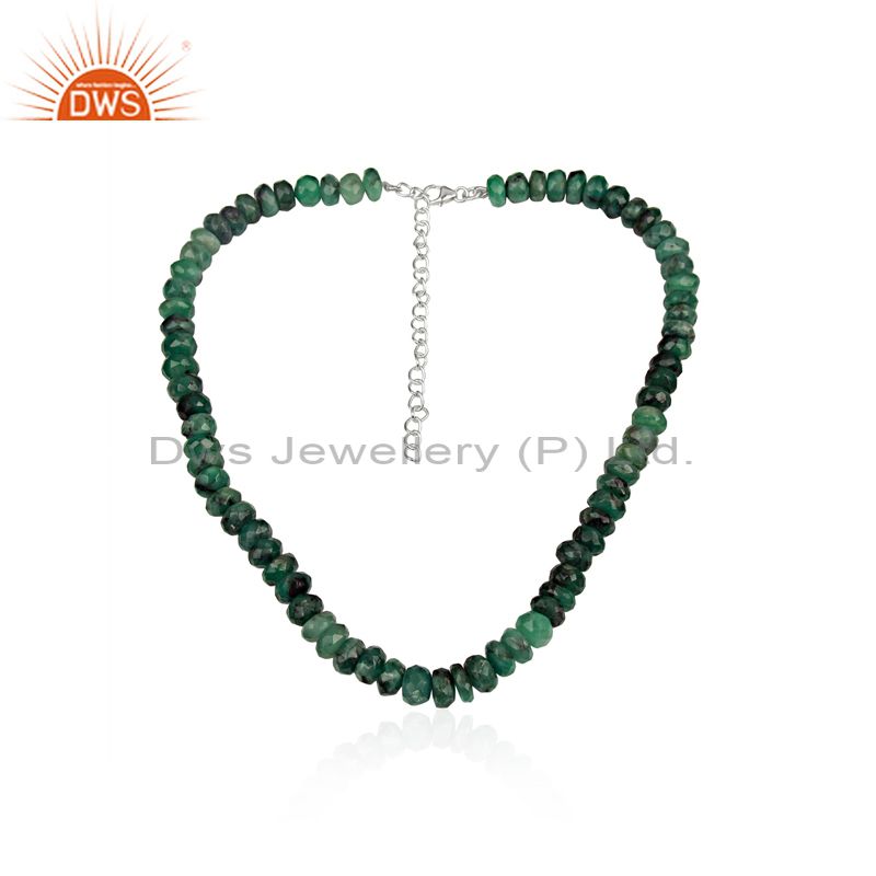 Emerald gemstone designer fine silver necklace manufacturer jewelry