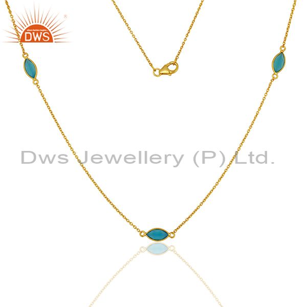 Wholesale blue chalcedony gemstone sterling silver necklace supplier