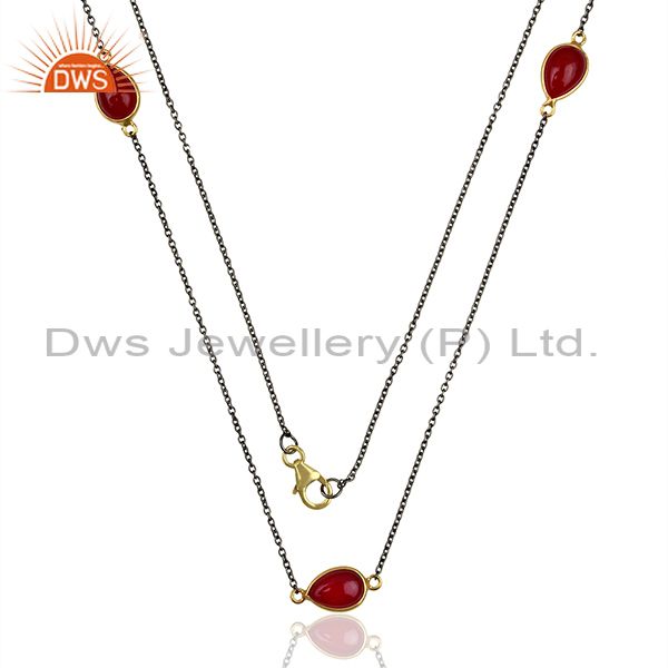 Pink chalcedony gemstone 925 silver women necklace jewelry supplier