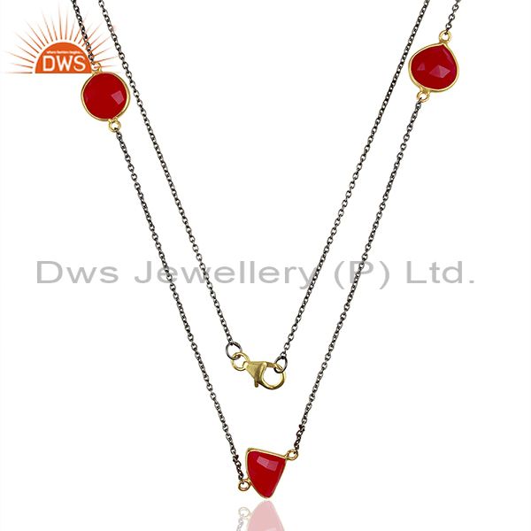 Pink chalcedony gemstone silver women necklace jewelry supplier