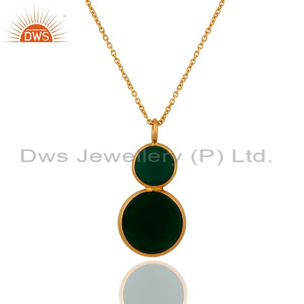 925 sterling silver green onyx gemstone fashion pendant gold plated jewelry