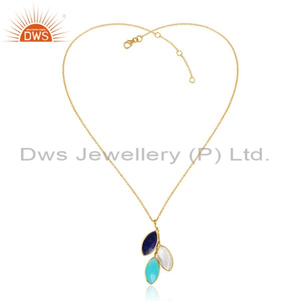Multi gemstone new arrival gold plated 925 silver chain pendants