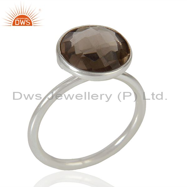 925 Sterling Fine Silver Smoky Quartz Gemstone Rings Jewelry Supplier