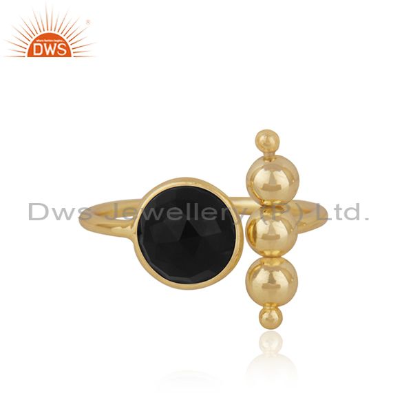 Designer 925 Silver Gold Plated Black ONyx Gemstone Fashion Ring Manufacturer