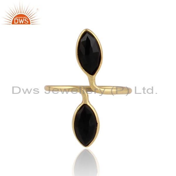 Black onyx gemstone designer 18k gold plated 925 silver rings