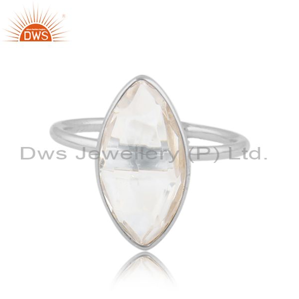 Crystal quartz gemstone 925 fine silver designer ring jewelry