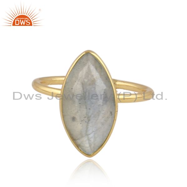 Marquise labradorite gemstone 18k gold plated 925 silver rings