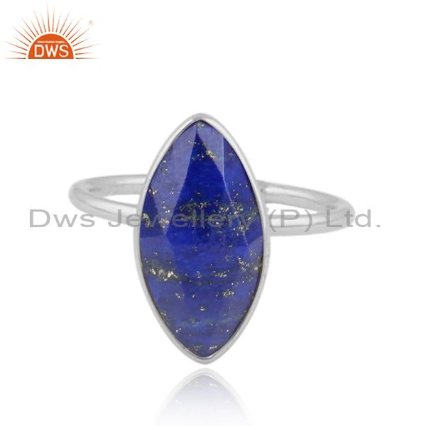 Lapis lazuli gemstone designer sterling fine silver womens rings