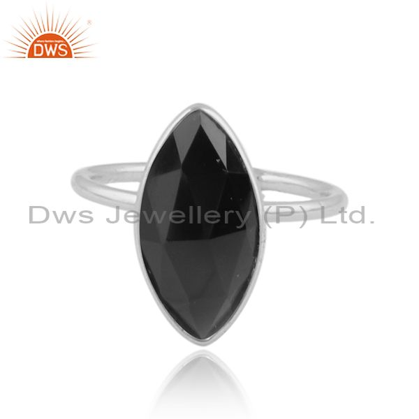 Black onyx gemstone glossy design 925 sterling fine silver rings