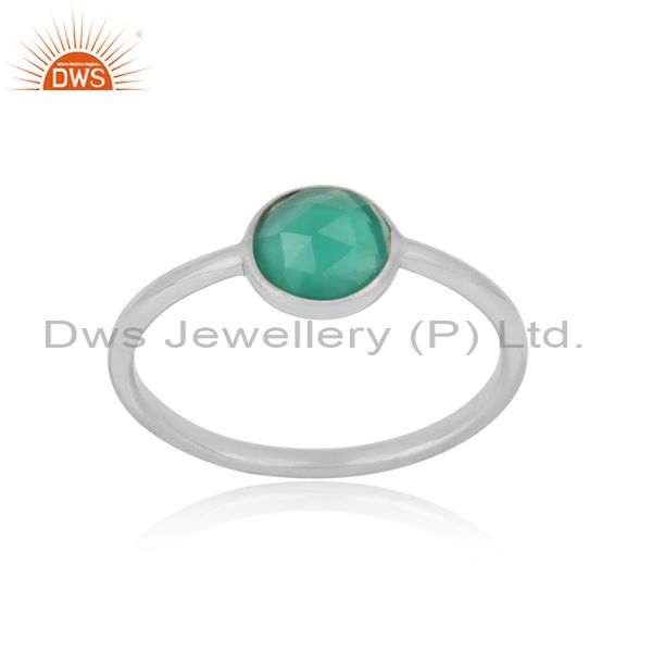 Handmade Dainty Sterling Silver Green Onyx Solitaire Ring