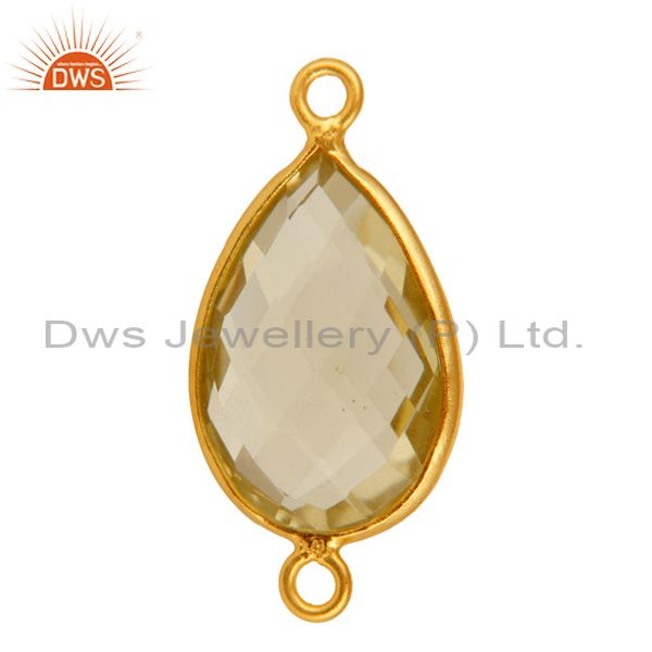 Exporter 925 Sterling Silver Lemon Topaz Connector With Gold Plated