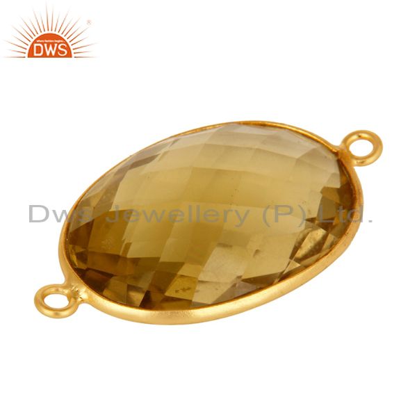 Exporter Oval Cut Lemon Topaz Sterling Silver With Gold Plated Connector Jewelry