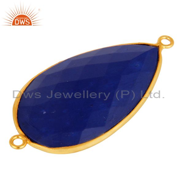 Exporter Natural Lapis Lazuli Gemstone Gold Plated Sterling Silver Connector Jewelry