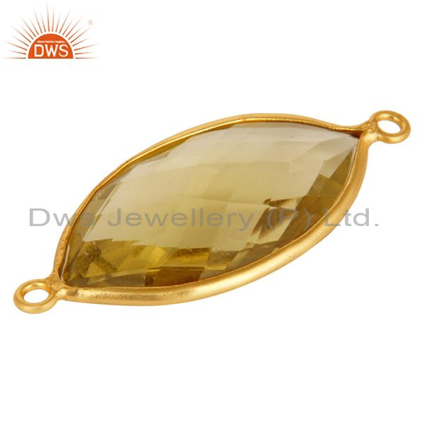 Exporter Bezel-Set Lemon Topaz Gemstone Sterling Silver With Gold Plated Connector Jewelr
