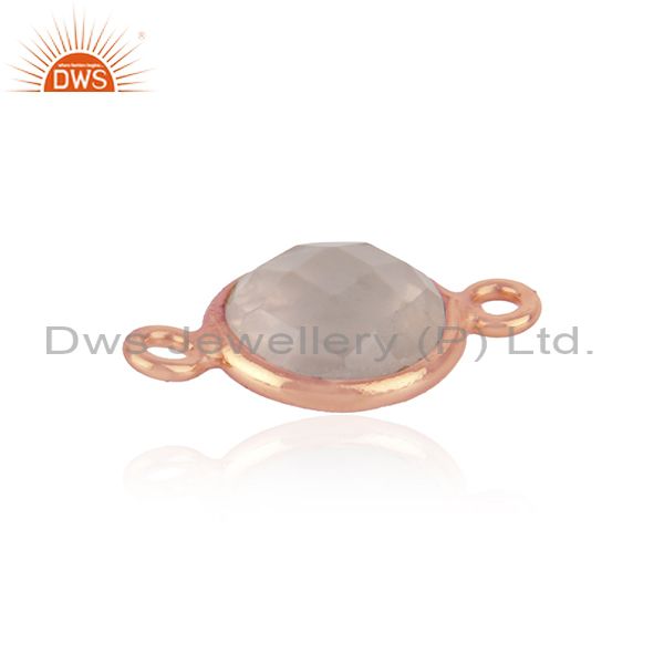 18k rose gold plated sterling silver rose quartz gemstone connector jewelry