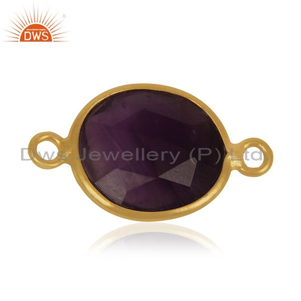 Exporter Amethyst Gemstone Gold Plated 925 Silver Jewelry Connector Findings Manufacturer