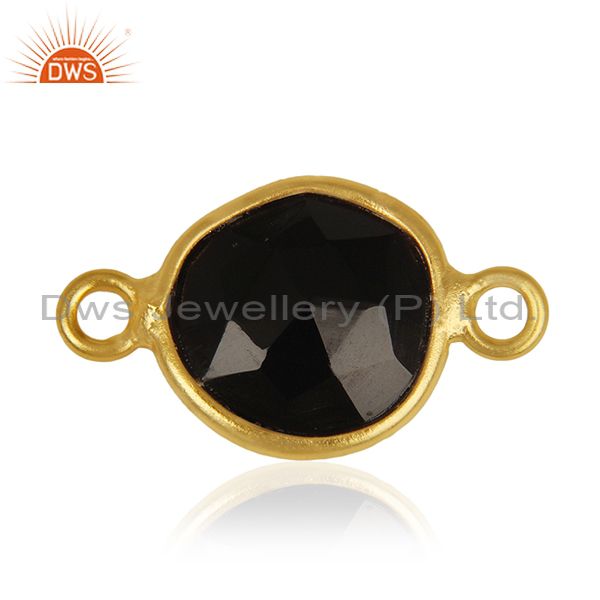 Exporter Black Onyx Gemstone 925 Silver Gold Plated Connectors Wholesale Supplier India