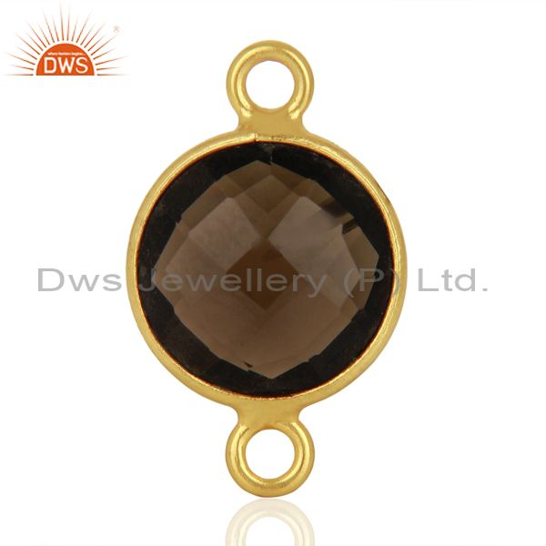 Exporter Smoky Quartz Gemstone Gold Plated Silver Connector Jewelry Supplier