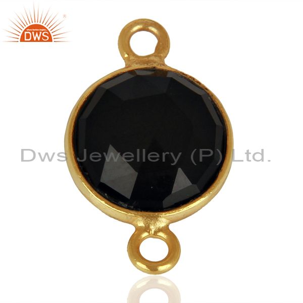 Exporter Black Onyx Connectors 14K Gold Plated 925 Sterling Silver Findings Jewelry