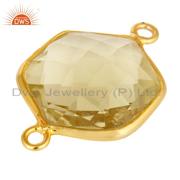 Exporter 18K Yellow Gold Plated Sterling Silver Lemon Topaz Connector Jewelry