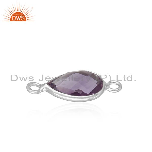 Handcrafted designer jewelry connector in silver 925 with amethyst