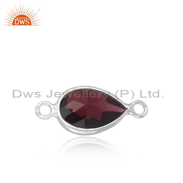 Handcrafted designer jewelry connector in silver 925 with garnet