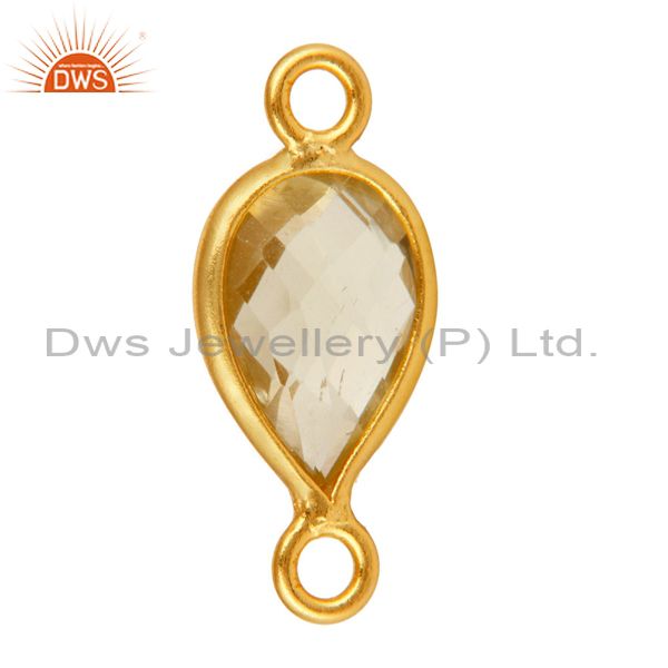 Exporter 18K Gold Plated Sterling Silver Lemon Topaz Pear Gemstone Connector Jewelry