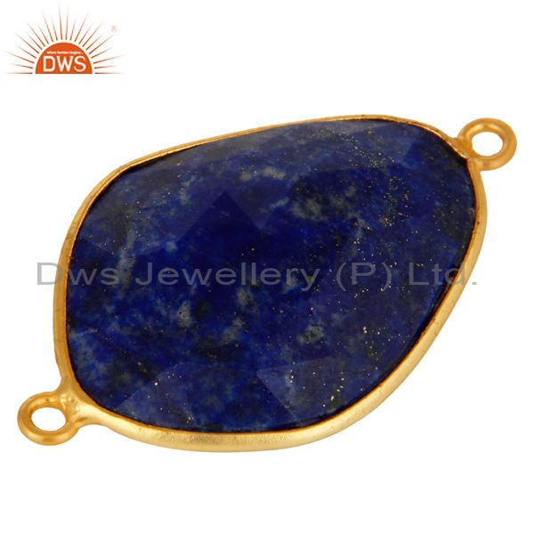 Exporter 18K Yellow Gold Plated Sterling Silver Lapis Lazuli Gemstone Connector