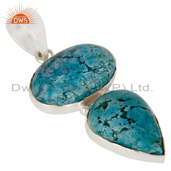 Exporter Handmade Solid Sterling Silver Turquoise Gemstone Bezel Set Pendant Jewelry
