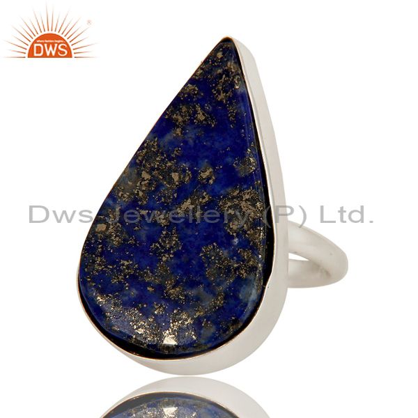 Exporter Handmade 925 Sterling Silver Lapis Lazuli Gemstone Bezel Set Statement Ring