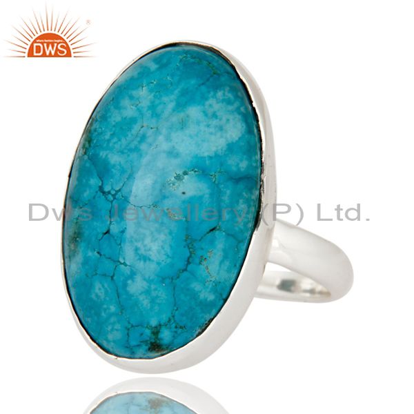 Exporter Handmade 925 Sterling Silver Genuine Turquoise Cabochon Gemstone Ring Size 8 US