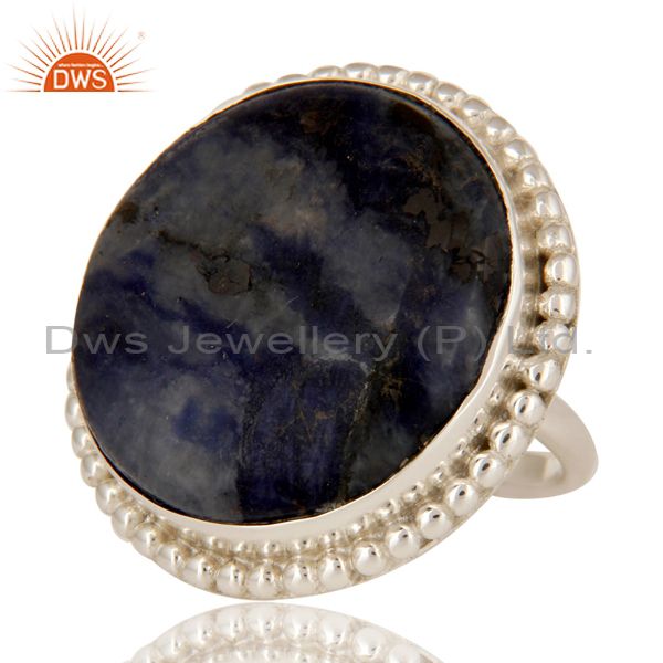 Exporter Handmade Sodalite Gemstone Cocktail Ring Made In Solid Sterling Silver