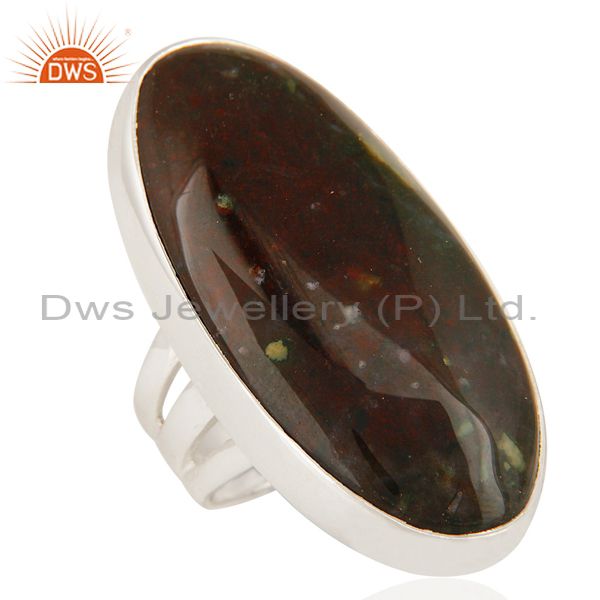 Exporter Natural Bloodstone Cabochon Gemstone Ring In Solid Sterling Silver