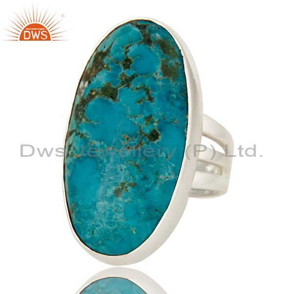 Exporter 925 Sterling Silver Natural Turquoise Gemstone Oval Statement Ring