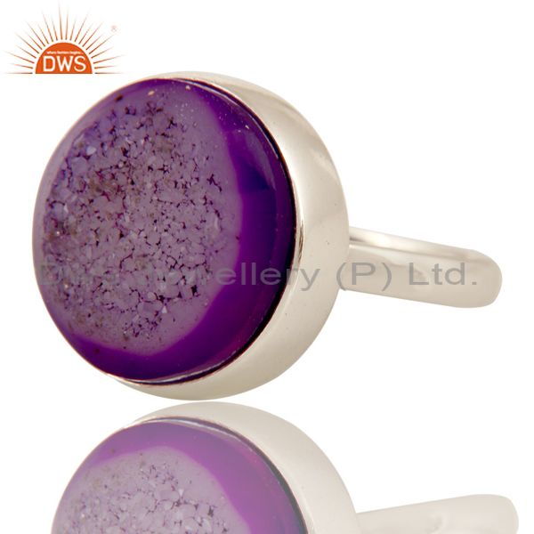 Exporter Handmade Natural Purple Druzy Statement Ring Jewellery With 925 Sterling Silver