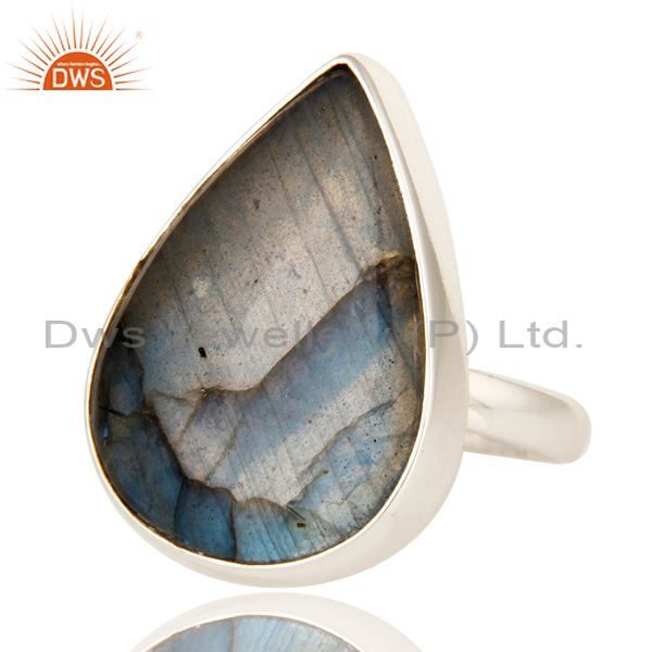 Exporter Handmade Sterling Silver Natural Labradorite Gemstone Bezel Set Ring