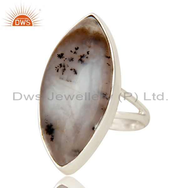Exporter Handmade Sterling Silver Dendritic Opal Bezel Set Gemstone Statement Ring