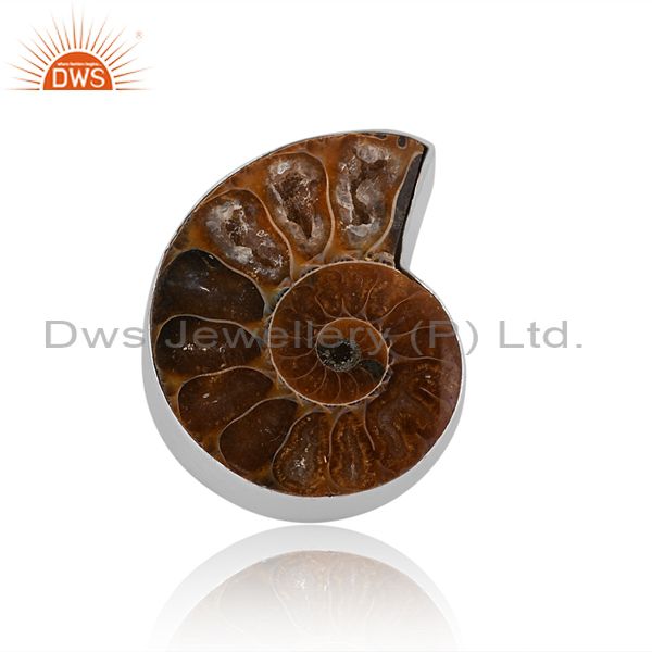 Exporter Handmade Sterling Silver Ammonite Gemstone Split Shank Cocktail Ring