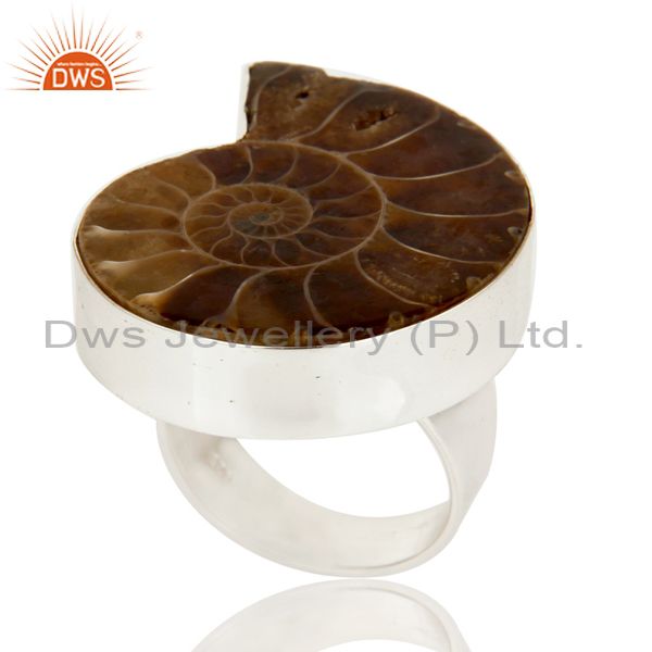 Exporter Lovely Simple Design Ammonite Statement Ring with 925 Sterling Silver