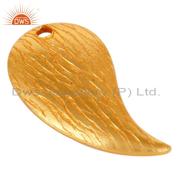 Exporter 18K Yellow Gold Plated Brass Matte Finish Teardrop Charms Finding Jewelry